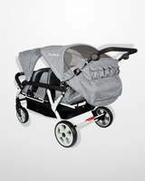 Familidoo Lightweight Grey Multi Seat Stroller - 6 Seater Pushchair + Rain Cover