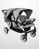 Familidoo Lightweight Grey Multi Seat Stroller - 6 Seater Pushchair + Rain Cover