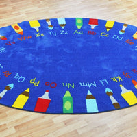 Rainbow Oval Pencils Alphabet Carpet