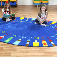 Rainbow Oval Pencils Alphabet Carpet