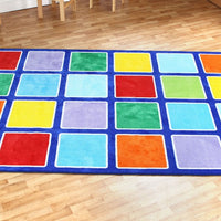 Rainbow Squares Rectangular Placement Carpet