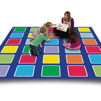 Rainbow squares large placement carpet