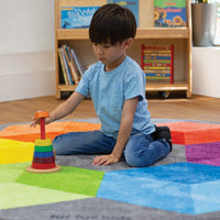 Decorative Rainbow Circular Polygon Carpet