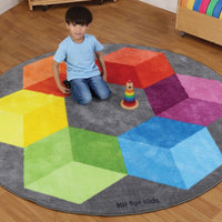 Decorative Rainbow Circular Polygon Carpet