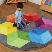 Decorative Rainbow Circular Polygon Carpet