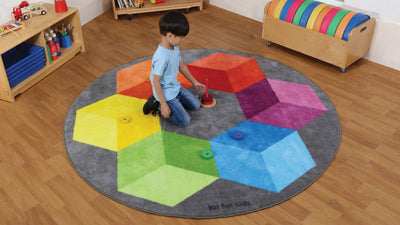 Decorative Rainbow Circular Polygon Carpet